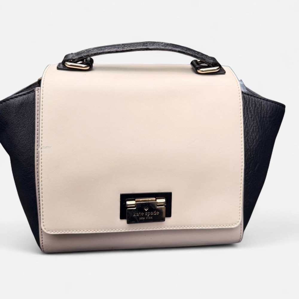 Kate Spade New York Colorblock Leather Bag Cream Black PXRU5180